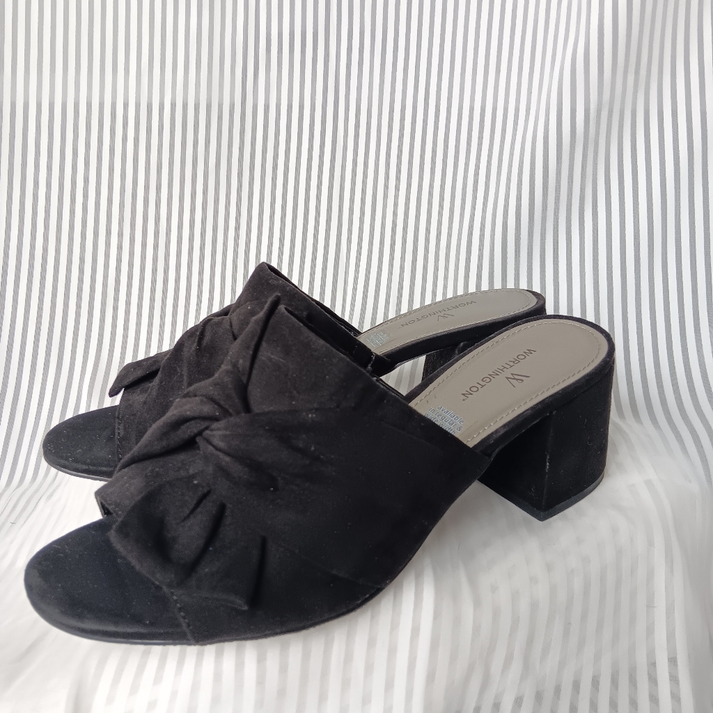 Black Suede Bow Mules